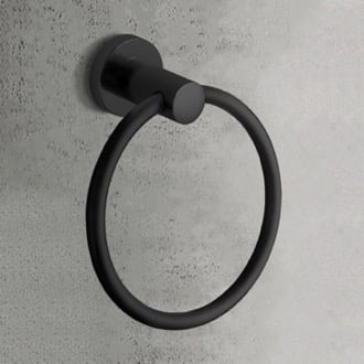 Modern Round Matte Black Towel Ring Nameeks NCB100